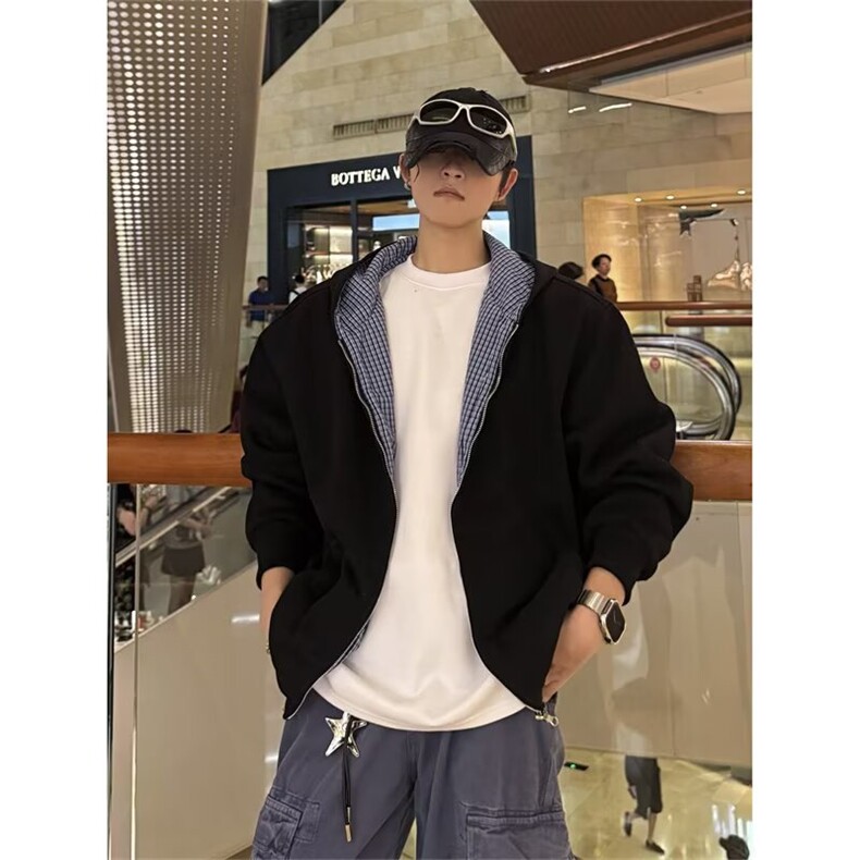 美式连帽cleanfit灰色开衫卫衣男春季宽松情侣款外套夹克上衣YT09,男装夹克,星座310B-2