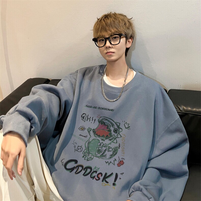 内景春季新款卡通恐龙圆领卫衣男潮宽松打底衫WY9277/P35加绒P45,男装卫衣,电商B316