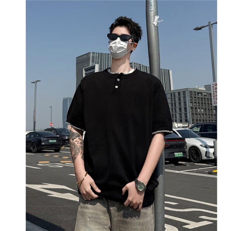 WJ0160-P63亚麻T恤男短袖宽松夏季薄款冰丝体恤潮流五分袖上衣,男装T恤,电商C233