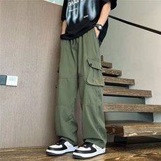 V160-P55日系大口袋阔腿宽松直筒工装休闲裤男女潮流抽绳休闲裤，男装工装外套，星座911-1