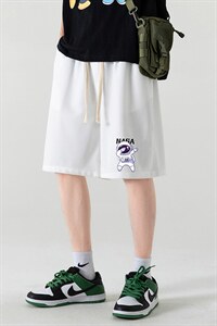 HD74225-P22 华夫格短裤男大码宽松五分裤男直筒中裤图片