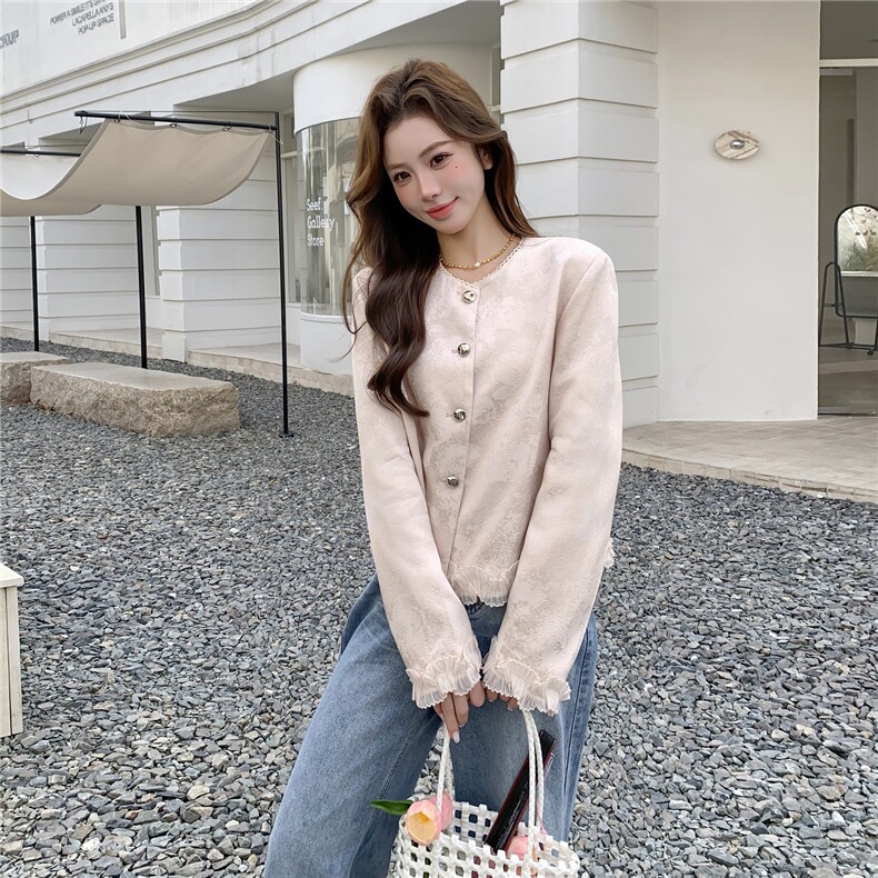 【】春季新款新中式木耳边短外套2C057-8201-P160-K258,女装短外套,2C057