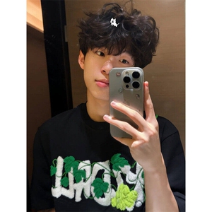 葡萄网球毛巾刺绣T恤男夏季美式街头潮重磅短袖情侣装WL10322-P43