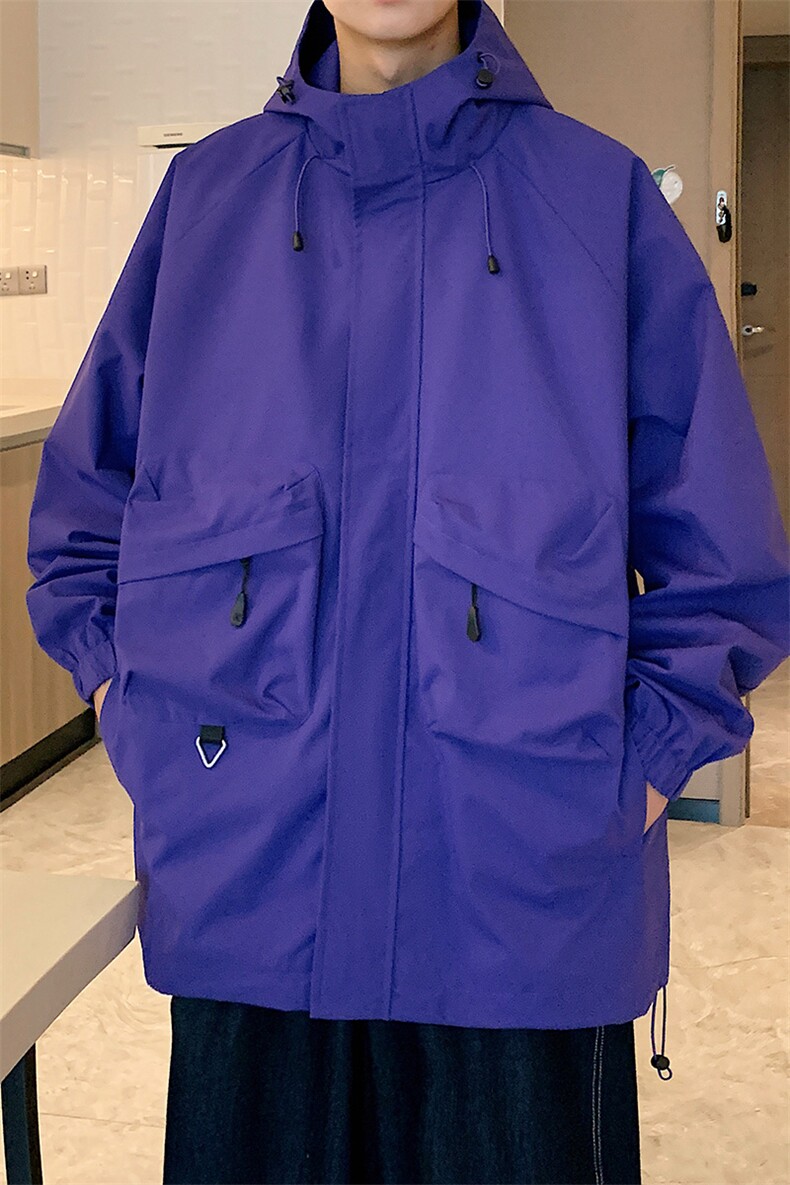 港风二开宽松冲锋衣工装夹克百搭落肩简约上衣外套JK740P78,男装夹克,星座1204-3