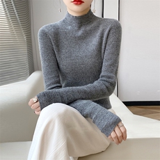 2025秋季时尚修身半高领打底衫配大衣内搭毛衣女加厚羊毛针织衫，女装羊毛衫，美轩羊绒