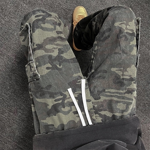 美式潮牌hiphop迷彩工装裤男款高街vibe宽松直筒百搭阔腿休闲裤子图片