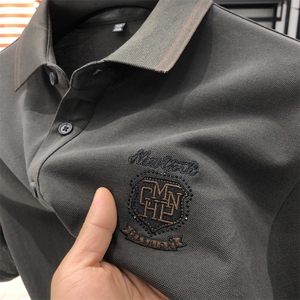 polo衫中年商务休闲男装夏季新款男士短袖T恤半袖翻领宽松上衣服图片