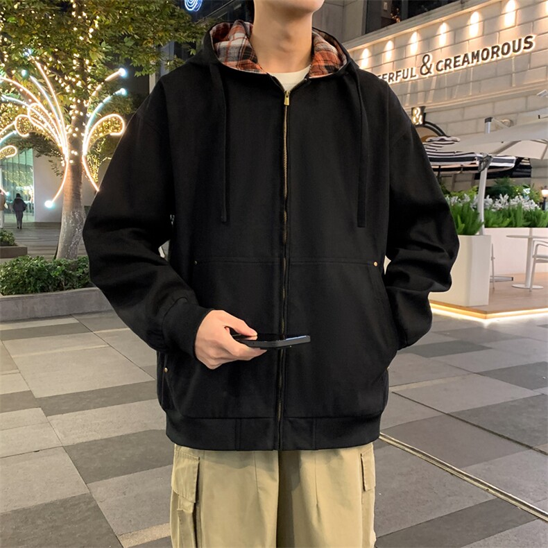 新款中性风户外纯棉夹克男连帽纯色上衣外套A157B-J2517-特P85,男装夹克,电商A157B