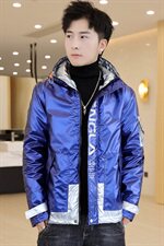 冬季亮片羽棉服男模特加厚夹克保暖外套工装棉衣蓝869加绒，男装夹克，星座1207