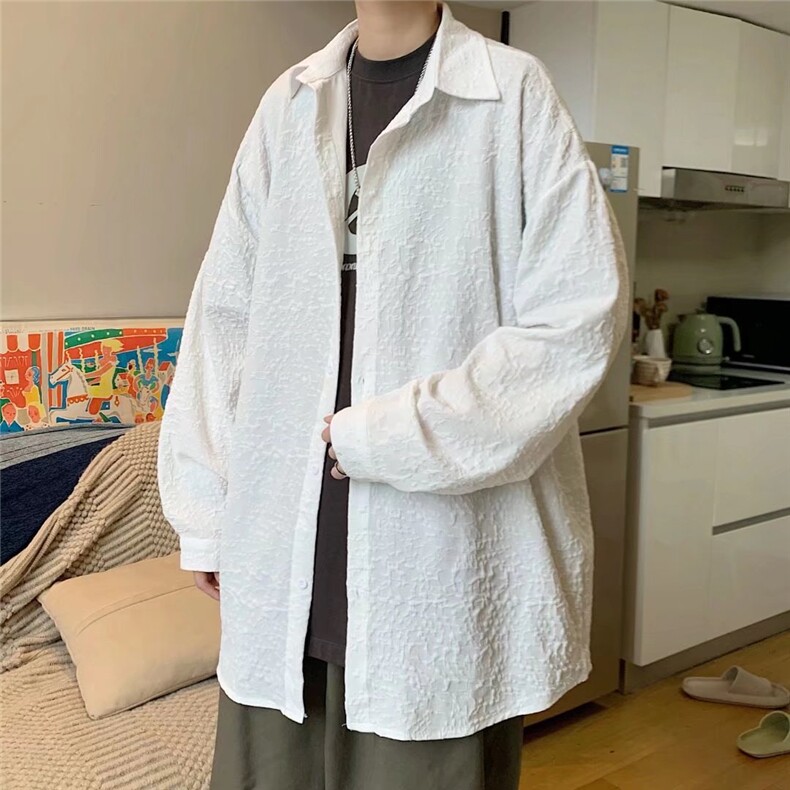 长袖衬衫男港风日系春季韩版潮流帅气衬衣C49P40图片