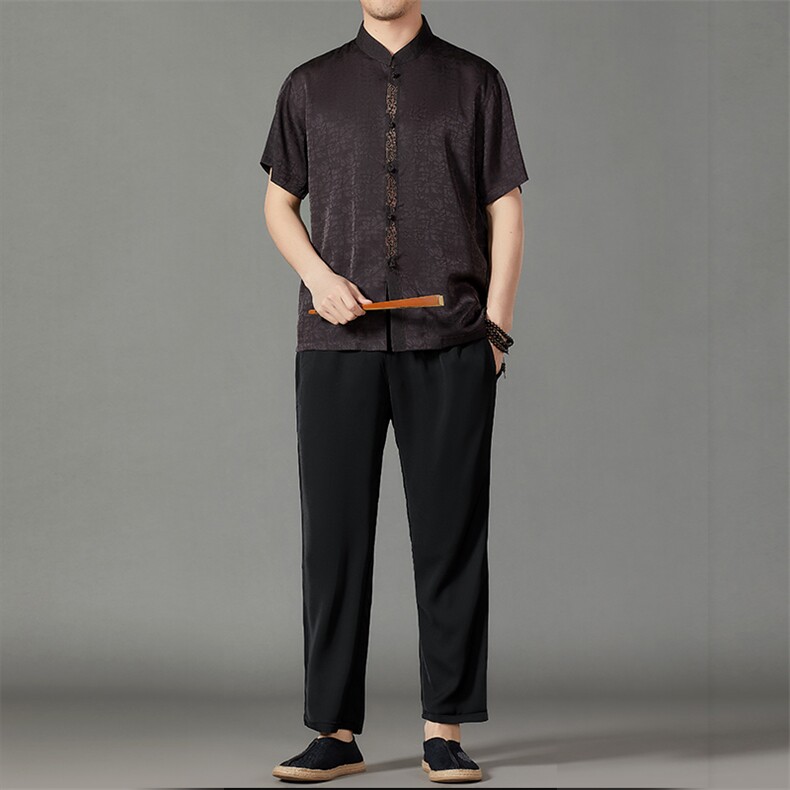 2026夏季薄款高端风中式短袖衬衫套装唐装汉服 HL23806-P108图片