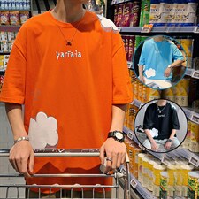A265云朵飞机男士夏季休闲半袖短袖T恤圆领宽松港风文艺男装TEE恤，男装T恤，星座115A(原星座507）