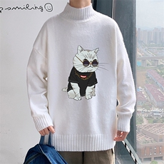 M18044-P45加绒款-P65半高领毛衣男士大码针织衫男毛线衣男，男装针织衫/毛衣，电商A040