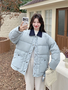 蓝色短款洋气轻薄羽绒服女冬季2025新款显瘦不臃肿薄款保暖外套图片