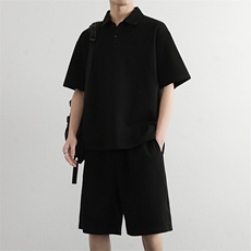直播高品质两件套夏季潮流休闲运动翻领Polo＋五分短裤，男装牛仔裤，星座914