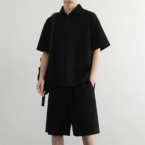 直播 高品质两件套 夏季潮流休闲运动翻领Polo＋五分短裤图片