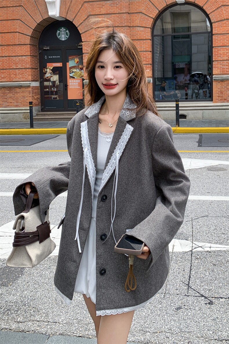 通勤灰色西服上衣女春秋2025超火好看高级小众休闲职业西装短外套,女装西装,2C092