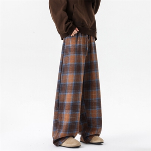 8XL-M美拉德阔腿格子裤宽松休闲长裤大码美式复古直筒裤KZ1932P55图片