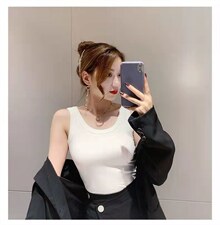 纯棉背心女内搭夏季宽肩百搭打底无袖上衣针织螺纹弹力小吊带，女装背心吊带，美吧服饰