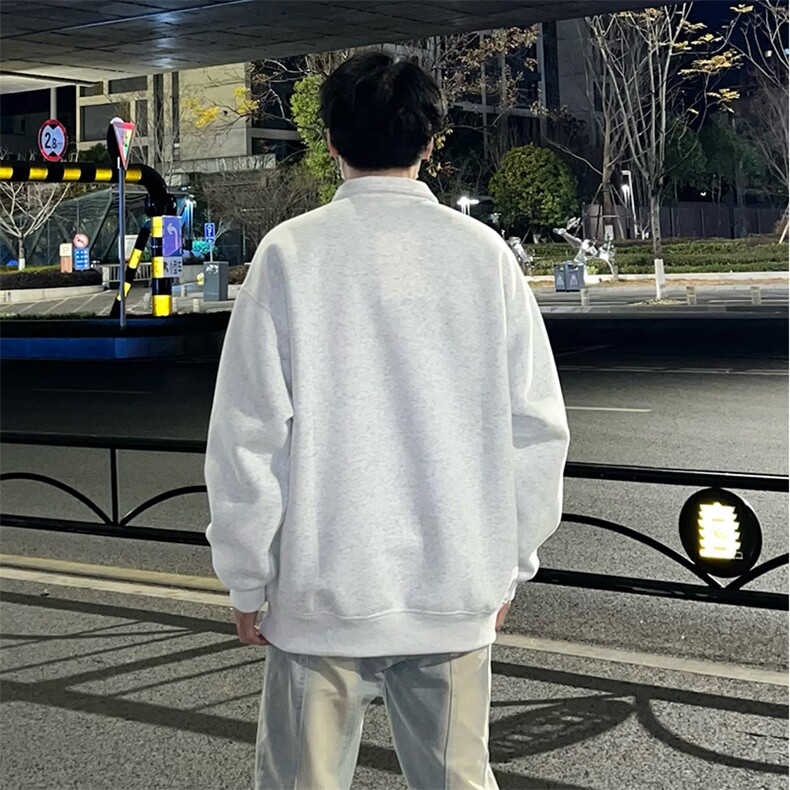 抖音得物高品质二开25秋冬美式高街结构设计POLO翻领卫衣外套W77,男装卫衣,电商A486-1