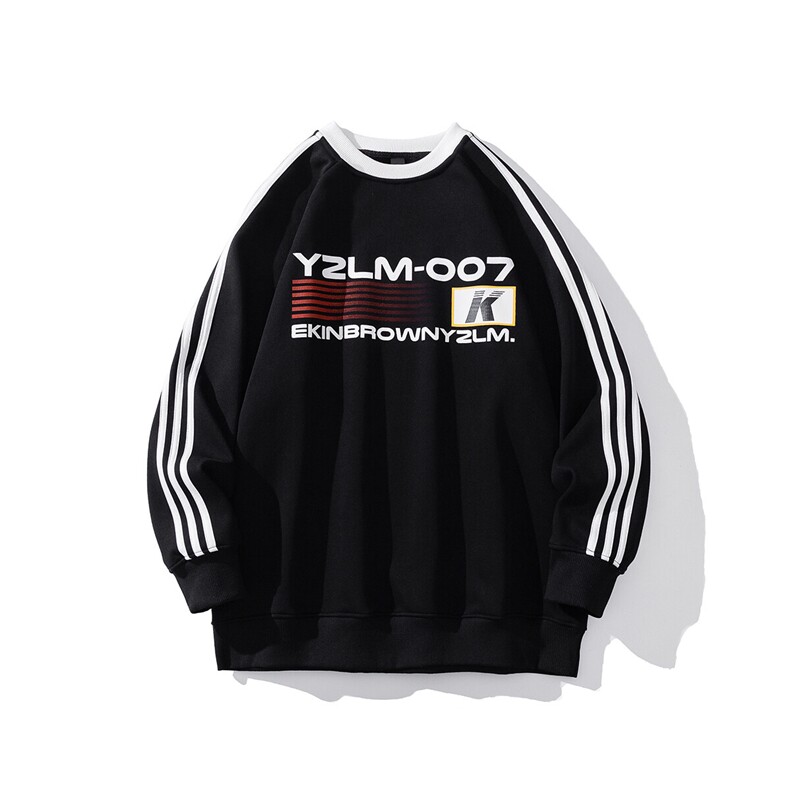 2025港风圆领字母印花袖子三杠织带大码M-5XL卫衣WY77762P48控68,男装卫衣,星座227-7