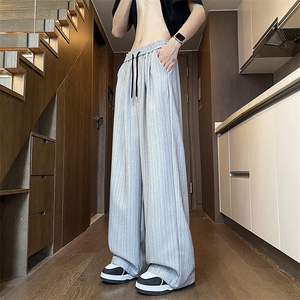 2025夏季抖音竖条纹冰丝西裤慵懒风垂感直筒裤xz906-K1283P35图片