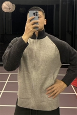 现货DRS122-批68秋冬男士重磅撞色拉链毛衣开衫外套，男装针织衫/毛衣，星座603-2
