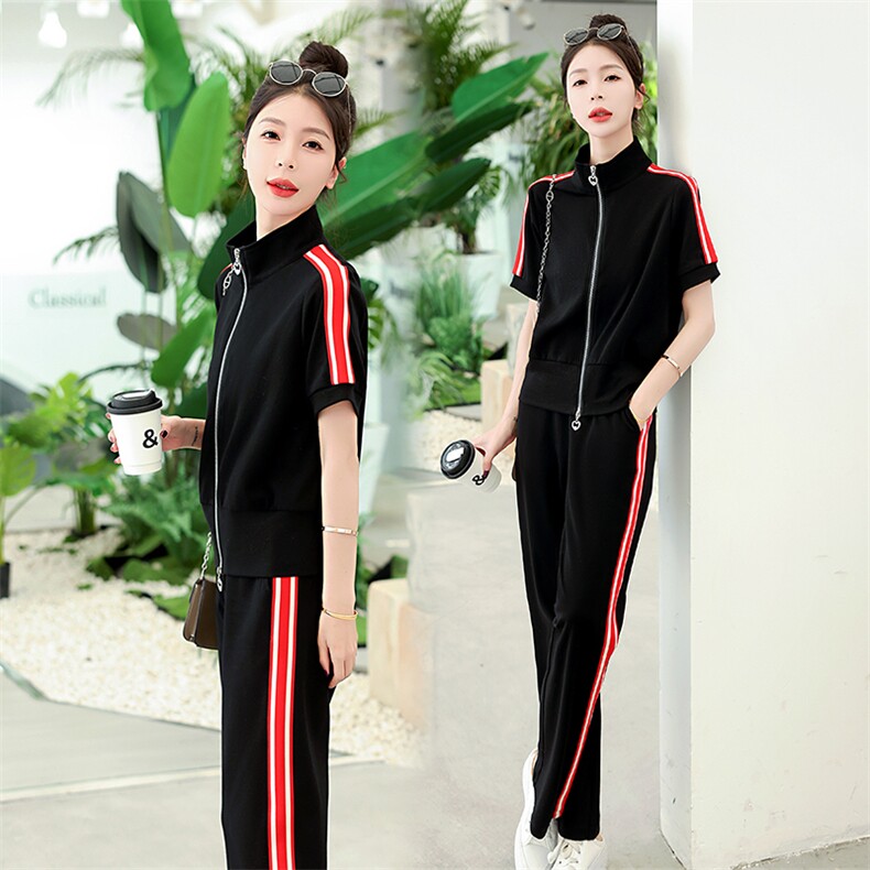 小俪自制大码女装【缎面运动套装】仿醋酸抗皱户外休闲夏两件套,女装套装/套裙,星期衣