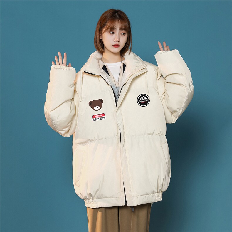 白鸭绒中性新款小熊印花宽松百搭保暖立领羽绒服YR229P195控258,男装羽绒服,A247A