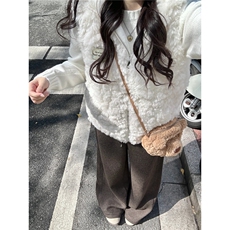 夹棉环保兔毛白色连帽马甲背心女秋冬加厚保暖羊羔绒小熊耳朵，男装背心/马甲，星座506A