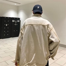 春季新高街破洞做旧街头男女小众扎染夹克破边牛仔外套NT01P75，男装夹克，星座1116-2