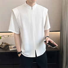 店主风~夏季新款立领假两件新中式衬衫C275/P50，男装衬衫，电商B331