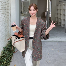 美拉德碎花西装外套女春秋2025新款流行韩系大方得体西服爆款超火，女装西装，2C205