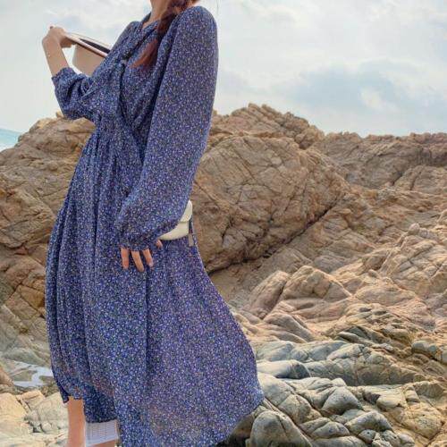 春季新款，两色长款碎花连衣裙，女装连衣裙，郭郭家