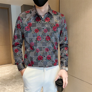 社会小伙店主风男士长袖印花长袖衬衫301A-1/CS602/P55图片