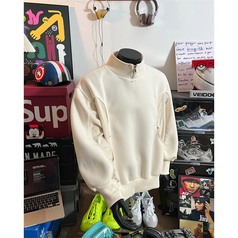 立领拉链拼接设计感卫衣男XH92-特p70,男装卫衣,电商B367