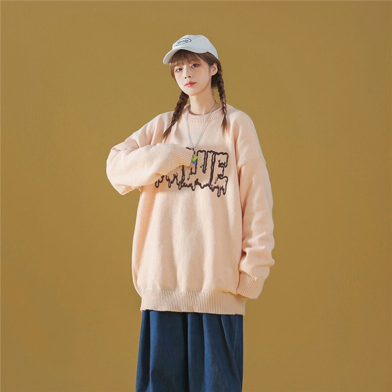中性22秋/冬新款潮流字母印花休闲百搭圆领套头毛衣M1045P50控68,男装针织衫/毛衣,A247A
