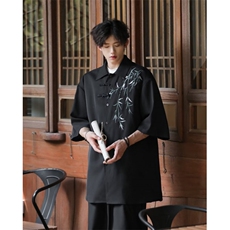 男士孔雀斜垂感刺绣衬衫短袖C4541P40，男装衬衫，星座1116-2