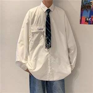 2021日系宽松制服领带秋季港风送领带学生潮流休闲衬衣 W1386-P37图片