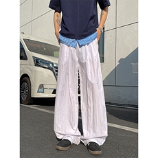 8XL-M多巴胺冰丝垂感慵懒山本裤男夏拖地裤子阔腿休闲裤KZ051P30，男装休闲裤，电商B312