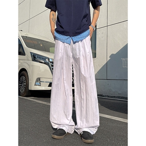 8XL-M多巴胺冰丝垂感慵懒山本裤男夏拖地裤子阔腿休闲裤KZ051P30图片