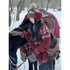 【有货】DM6068-P65新年圣诞氛围感软糯提花毛衣女秋冬季保暖针织，男装针织衫/毛衣，星座603-2