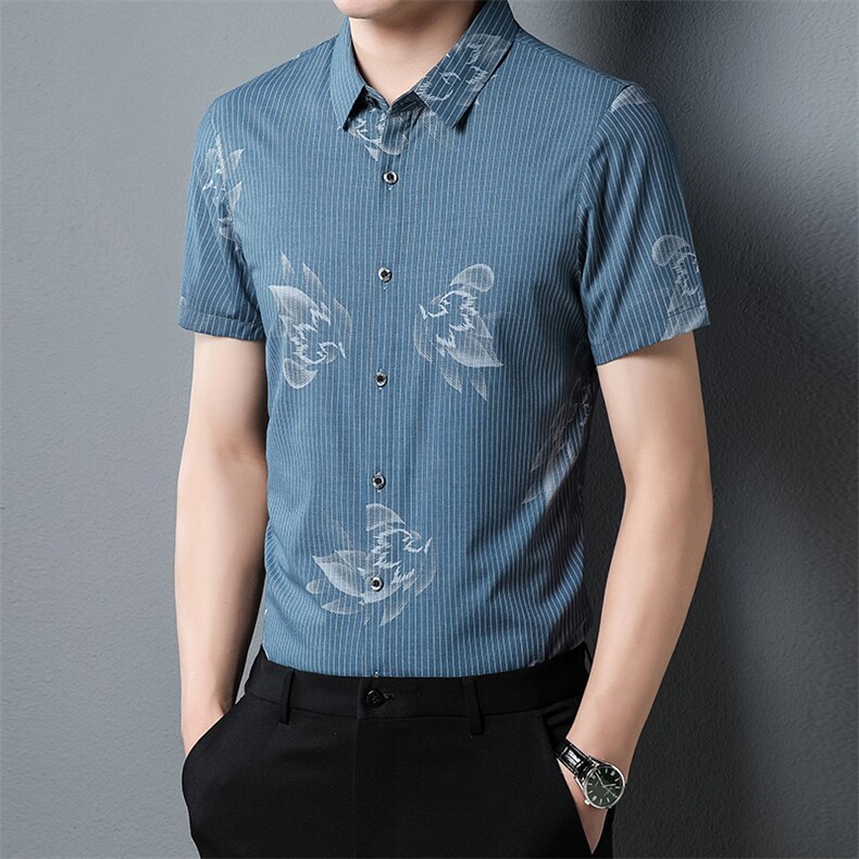 F67018男式2023年夏季新款衬衫男短袖休闲衬衣P75，男装衬衫，电商B360