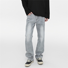 (现货)四季星座611-DW992-P55水泥灰517修身微喇弹力牛仔裤，男装牛仔裤，星座611