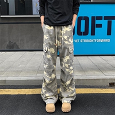 秋季350g重磅美式水洗多口袋迷彩大码工装裤男K24085-特P45控88，男装休闲裤，电商A001-1