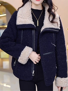 【大货已出】加绒加厚保暖修身显瘦上衣女时尚小香风短款外套女图片
