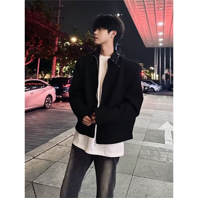 Y6634-P62美式极简高级感痞帅垫肩外套男,女装短外套,电商B323A