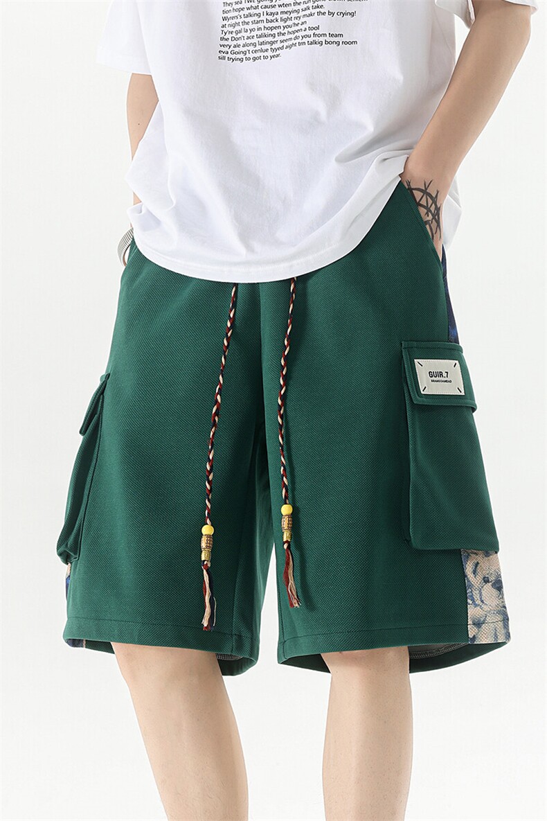 8XL-M华夫格针织短裤男夏季风宽松潮流休闲四五分裤DK1540P45,男装休闲裤,电商D206-1