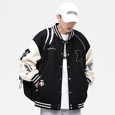 港风上衣夹克宽松落肩拼色棒球服外套JK711-P68，男装夹克，星座1204-3