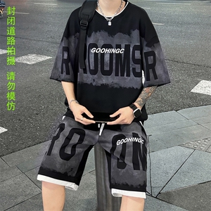 量大优 供视频 菠萝格套装短袖短裤男大码M-5X TZ22-特P50图片
